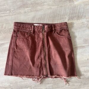 We The Free Zippered Mini Skirt in Dusty Rose